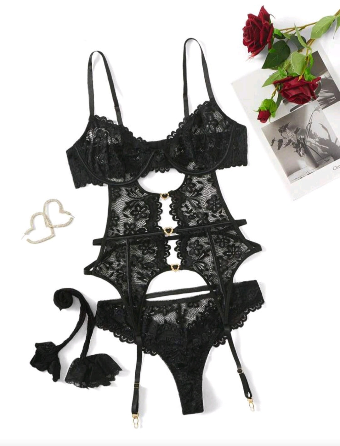 Sassy Yasi Blush Lace Lingerie Set