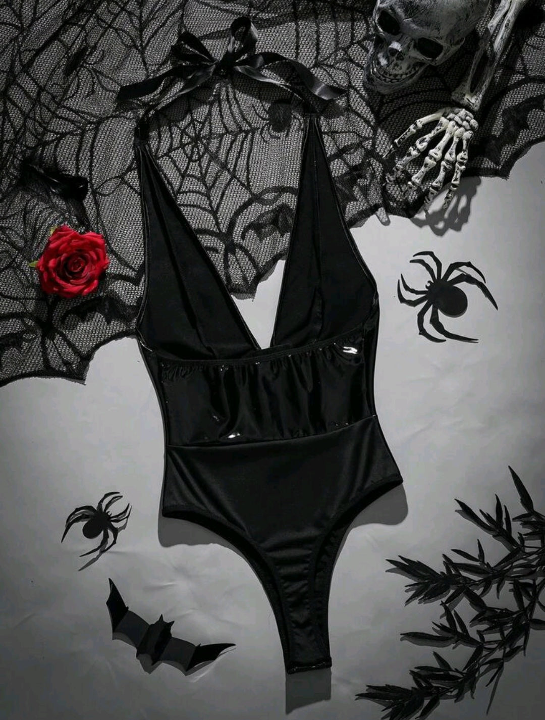 Sassy Yasi Black Glossy Bodysuit