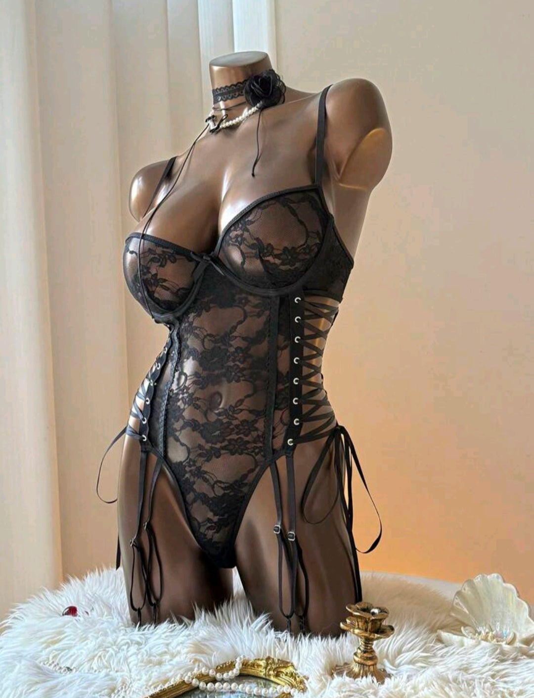 Sassy Yasi Black Lace Bodysuit
