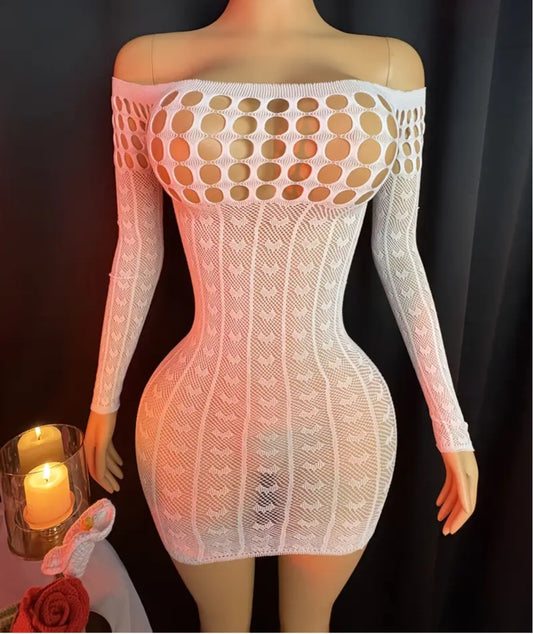 Sassy Yasi – Veloura Bodystocking – White