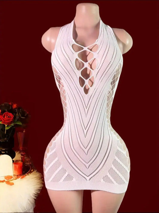 Sassy Yasi – Veloura Bodystocking – White