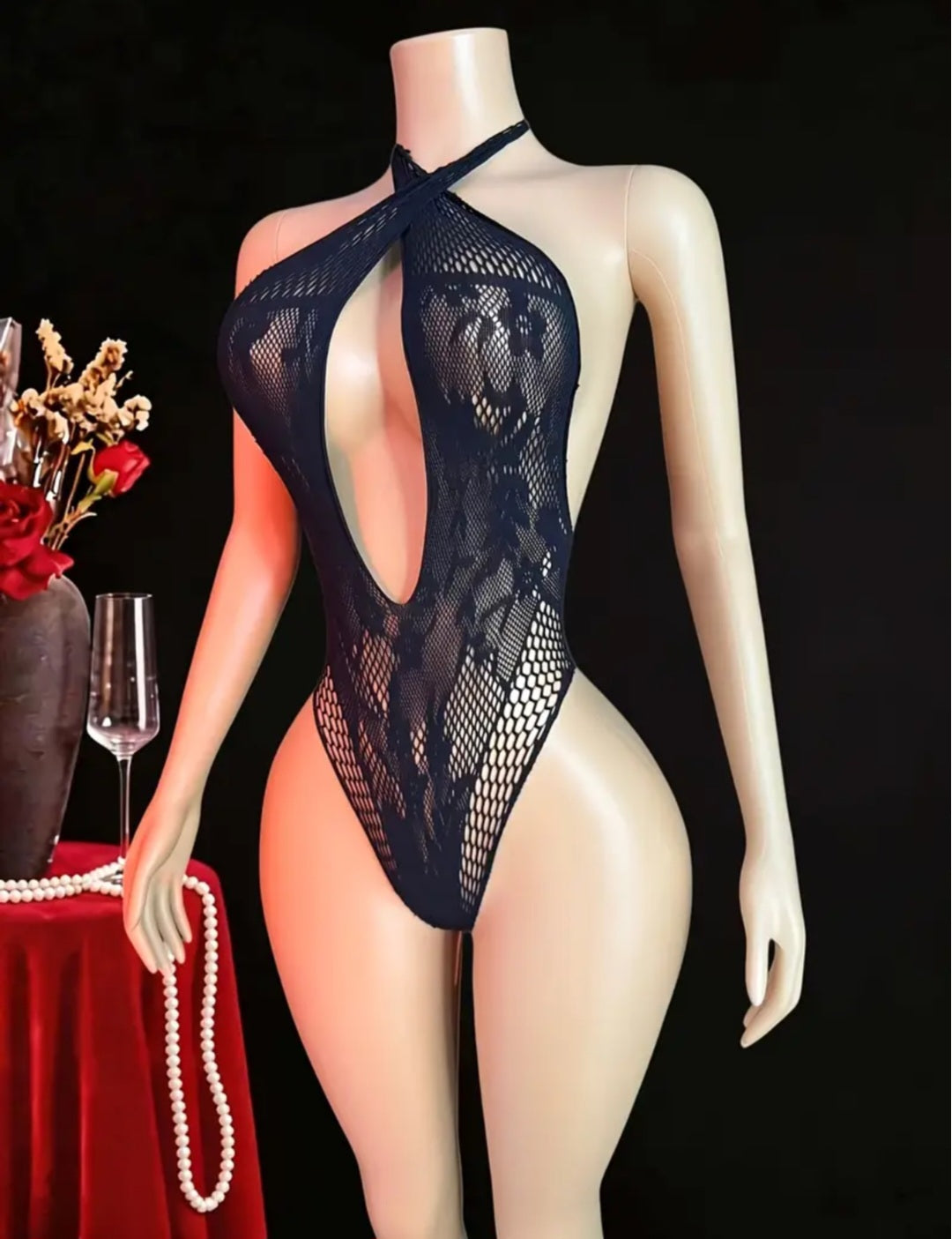 Sassy Yasi – Veloura Bodystocking – Black