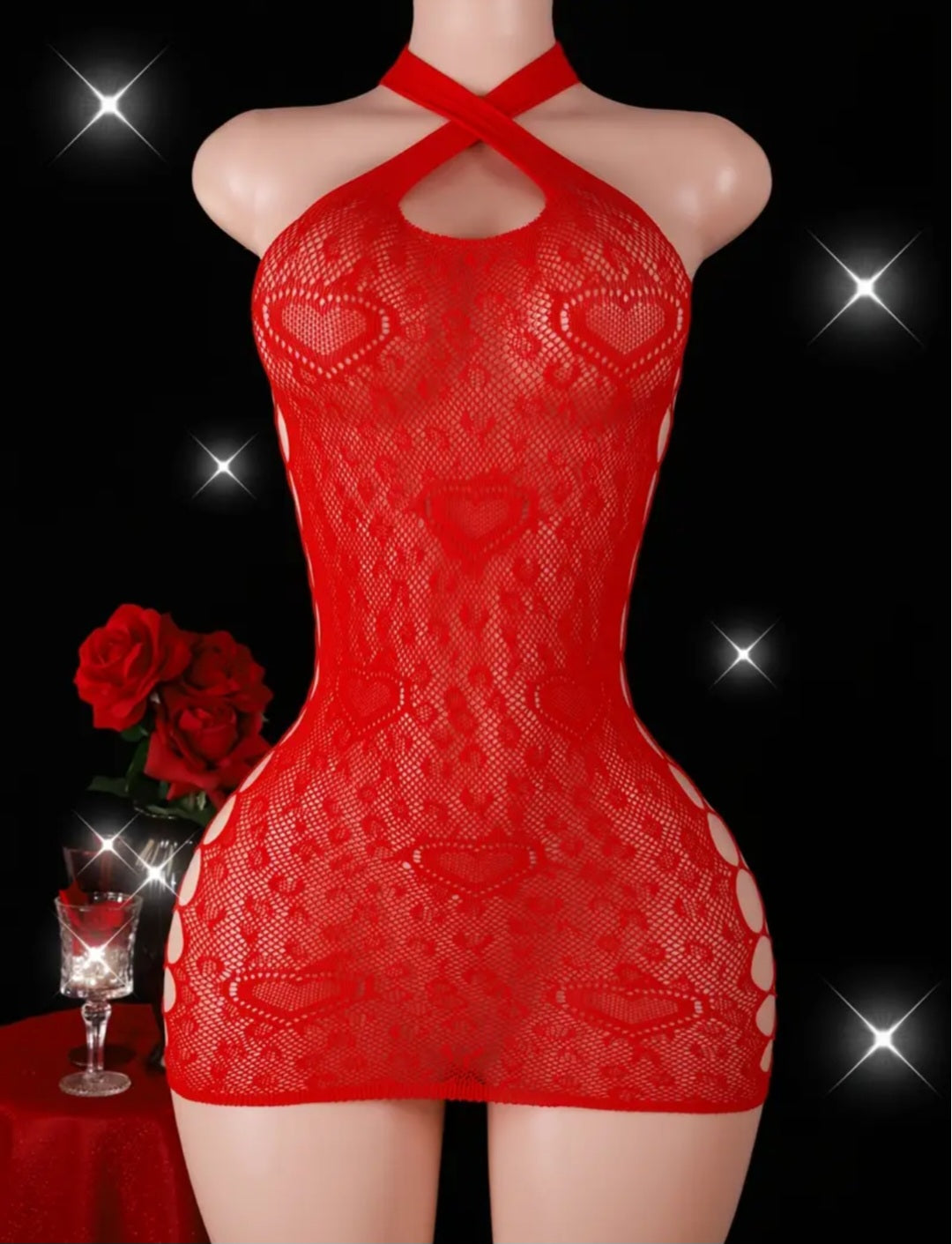 Sassy Yasi – Veloura Bodystocking – Red