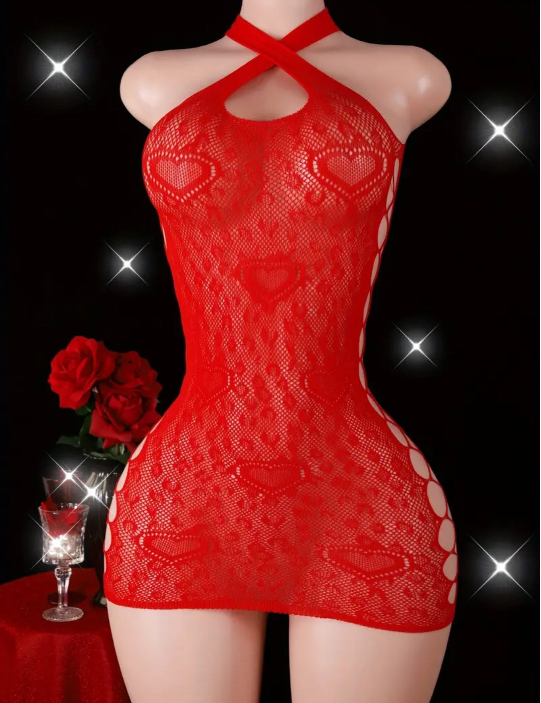 Sassy Yasi – Veloura Bodystocking – Red