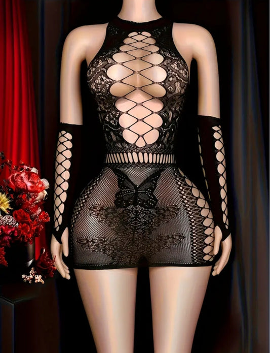 Sassy Yasi – Veloura Bodystocking – Black