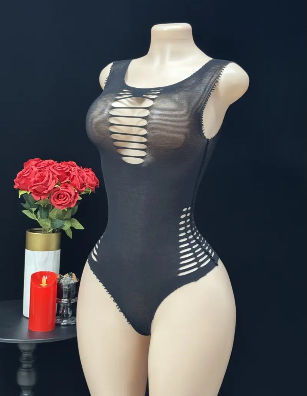 Sassy Yasi – Veloura Bodystocking – Black